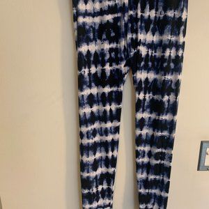 Leggings, tye dye royal blue white, full length